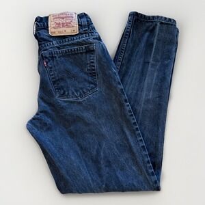 Vintage Levis 550 Jeans Womens 7 Jr 26 x 30 Relaxed Fit Black‎ Denim Tapered Leg